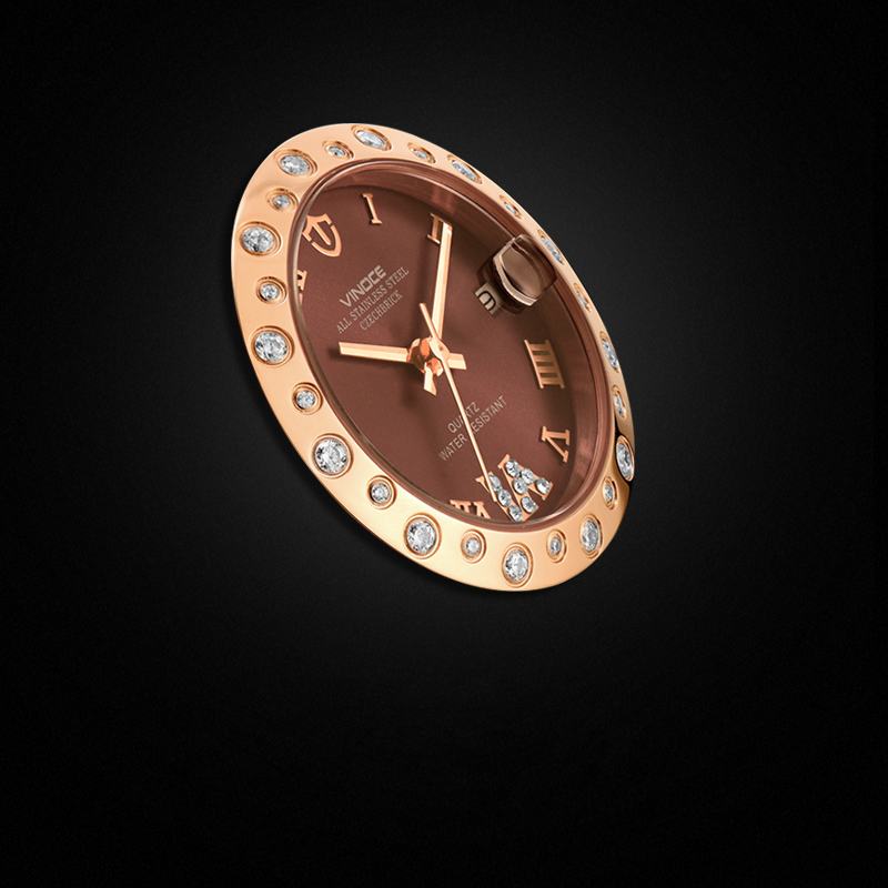 Đồng hồ nữ Office Lady Vinoce viền gắn đá