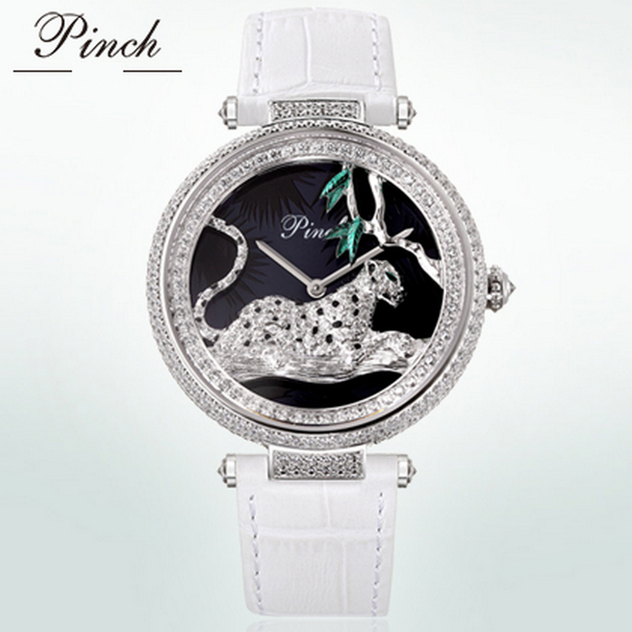 Đồng hồ nữ thời trang tráng men hình con báo Pinch L9508