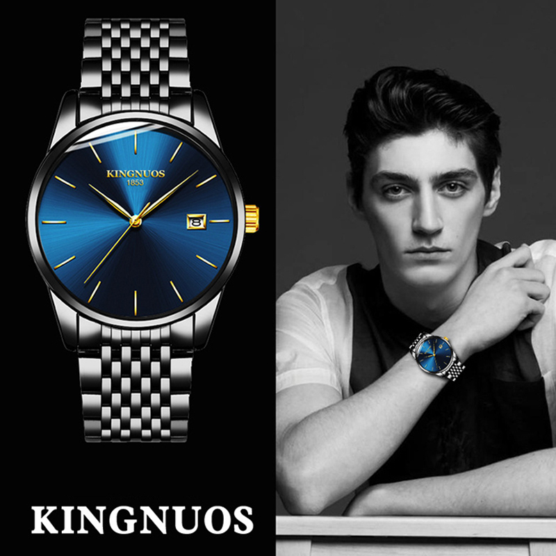 Đồng hồ thép siêu mỏng Kingnuos Blue
