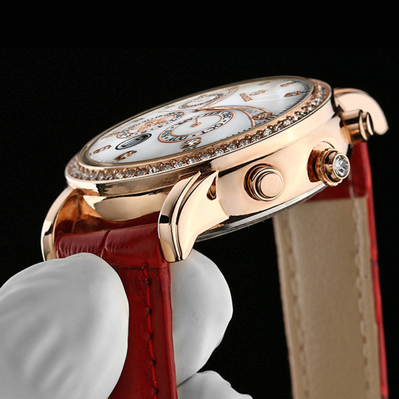Đồng hồ nữ Vinoce V6255 dây da, mặt vỏ trai cá tính