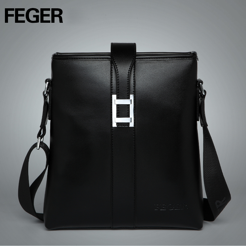 Túi da nam Feger 633-1 khóa gài đen