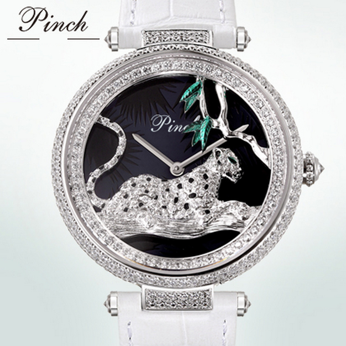 Đồng hồ nữ thời trang tráng men hình con báo độc đáo Pinch L9508