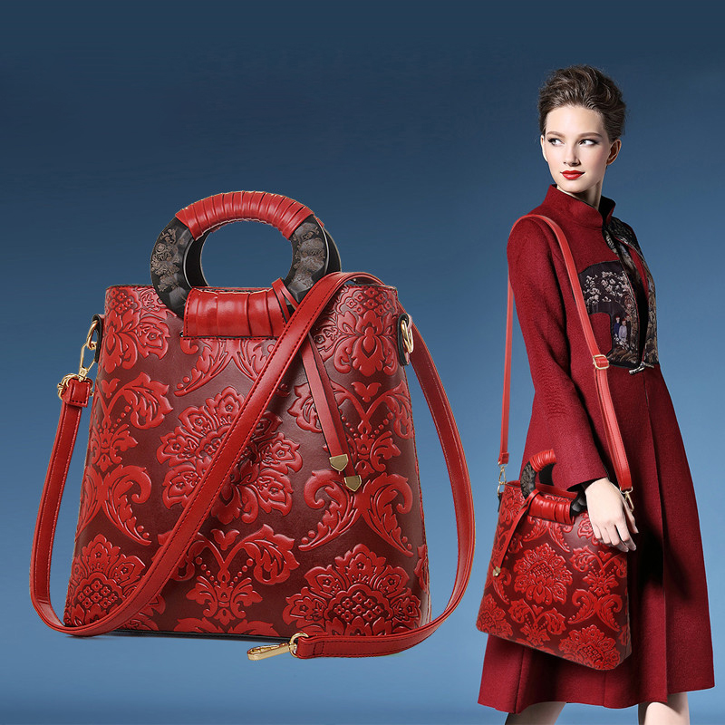 Túi Handbag nữ in hoa phù dung 3D Nobely