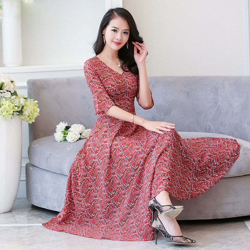 Váy Liền Hoa Nhí Vải Voan Khí Chất Dáng Người Nhỏ Tay Ngắn Mùa Hè Váy Dài  Vừa Thon Gọn Chít Eo Thục Nữ - MixASale