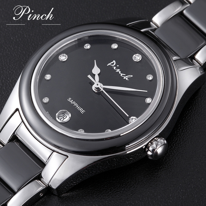 Đồng hồ nữ thời trang dây đeo chất liệu caremic hoa lệ Pinch L616