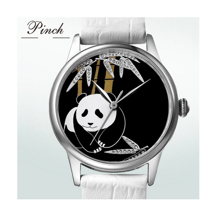 Đồng hồ nữ dây da Pinch L9513-P06 mặt hình gấu trúc