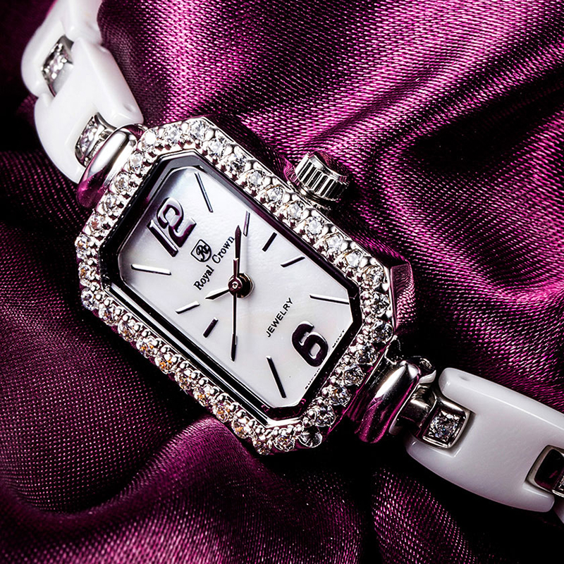 Đồng hồ nữ dây đeo gốm sứ Royal Crown 63806C