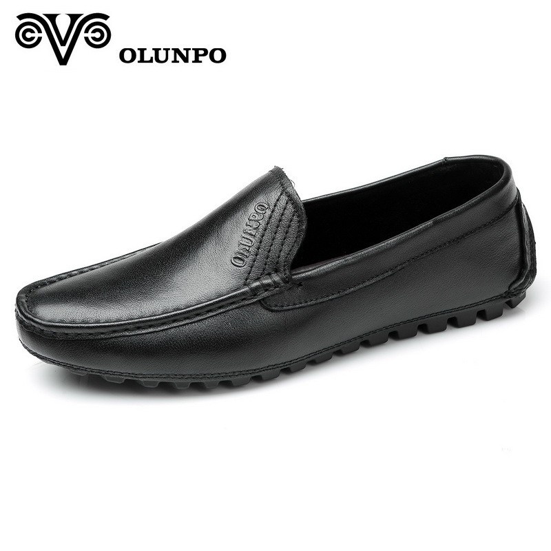 Giày lười Moccasin nam dập logo Olunpo