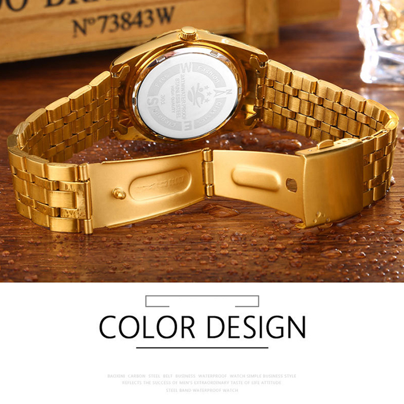 Đồng hồ vàng vành đai thép Bosck Luxury