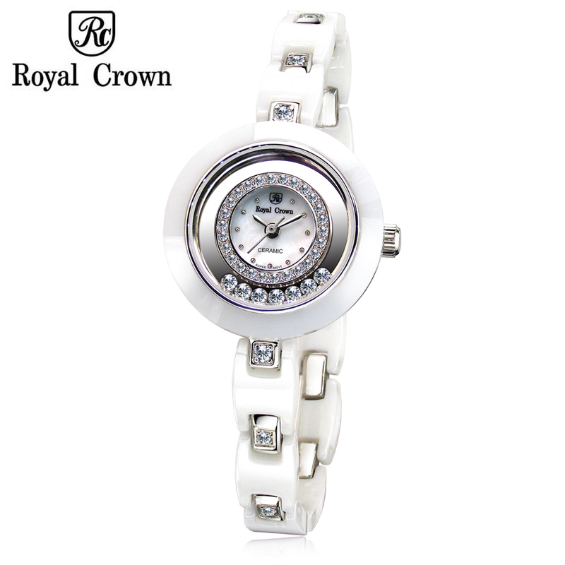 Đồng hồ nữ mặt tròn đính đá Royal Crown 6413