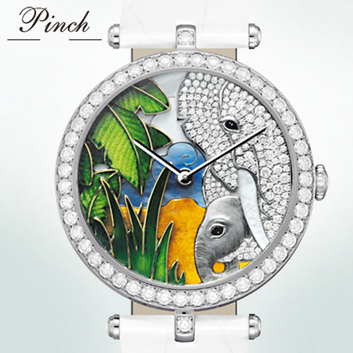 Đồng hồ nữ thời trang tráng men hình con voi độc đáo lạ mắt  Pinch L9509